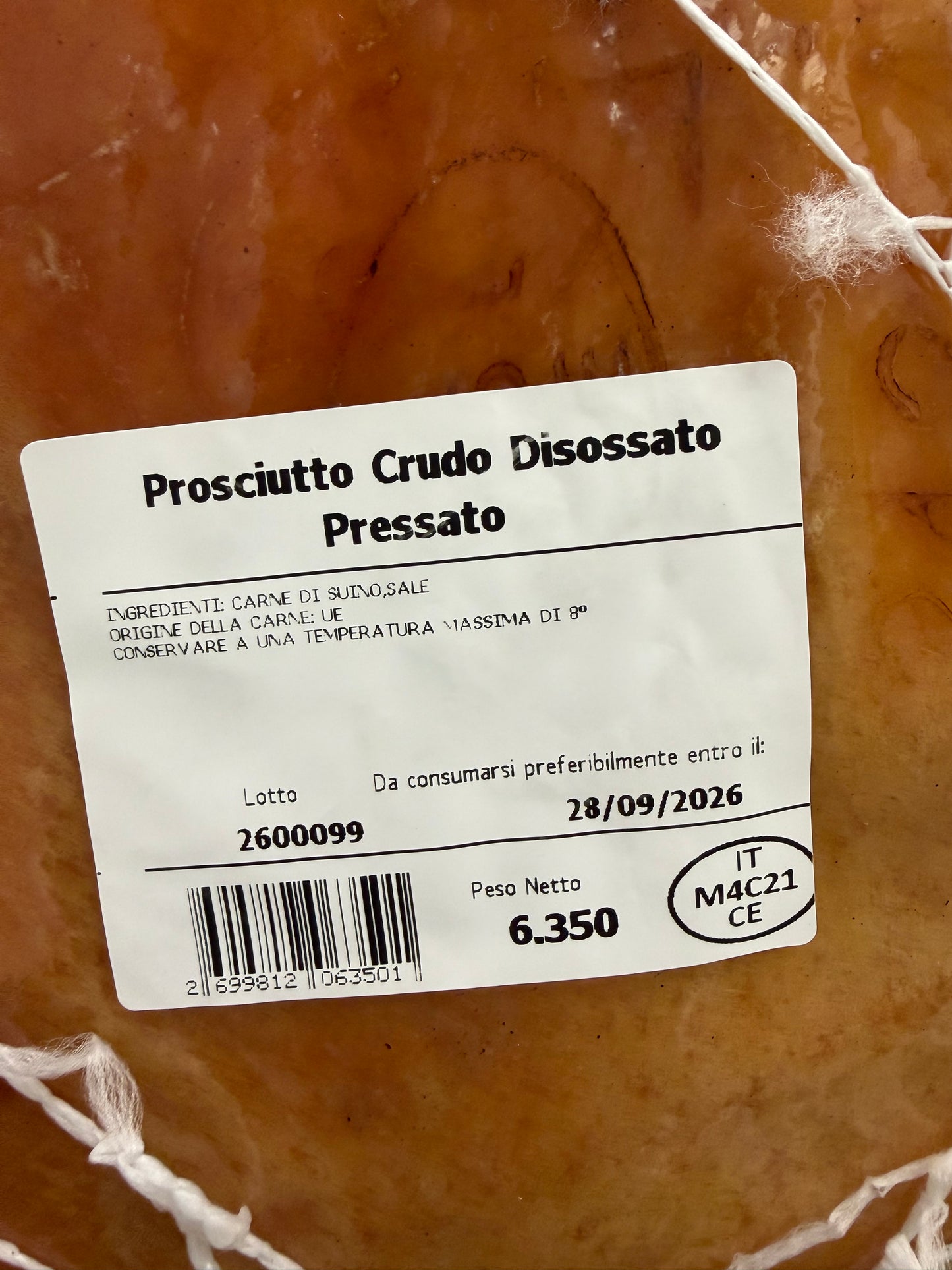 Prosciutto dissossato sotto vuoto da 5kg