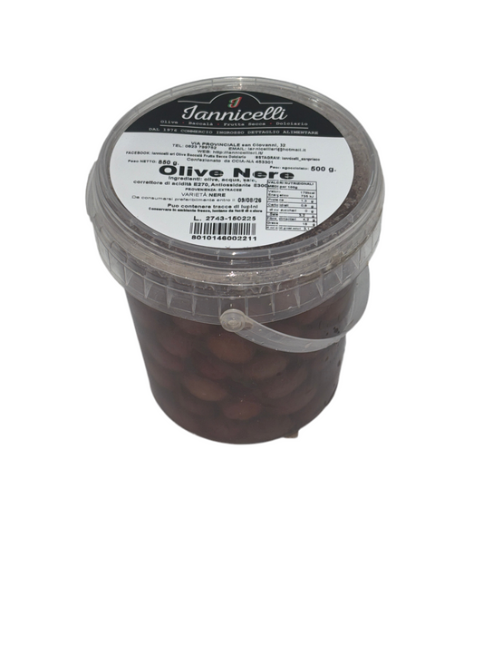 Olive Nere in Salamoia – Vasetto da 500 g | Specialità Mediterranea