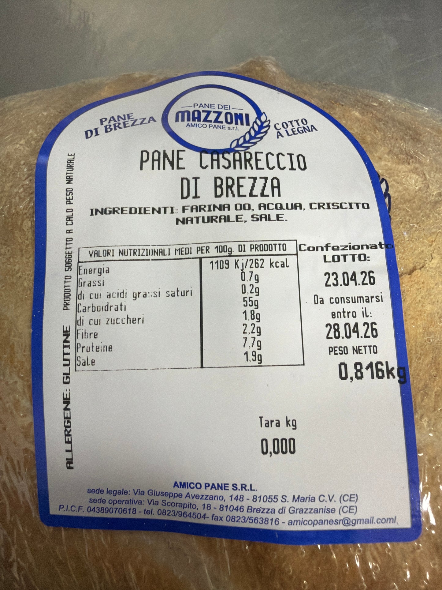 Pane Cafone da 800gr