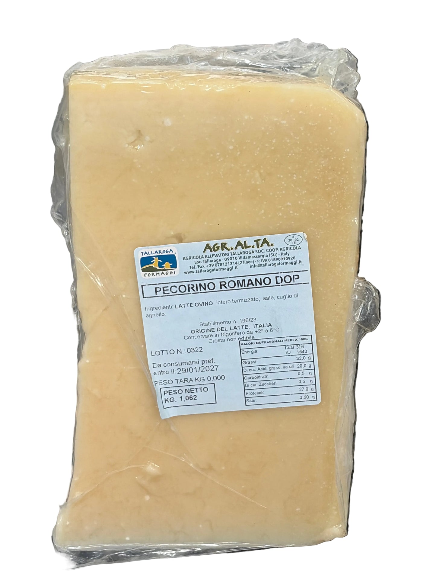 Pecorino Romano D.O.P trancio da 1kg