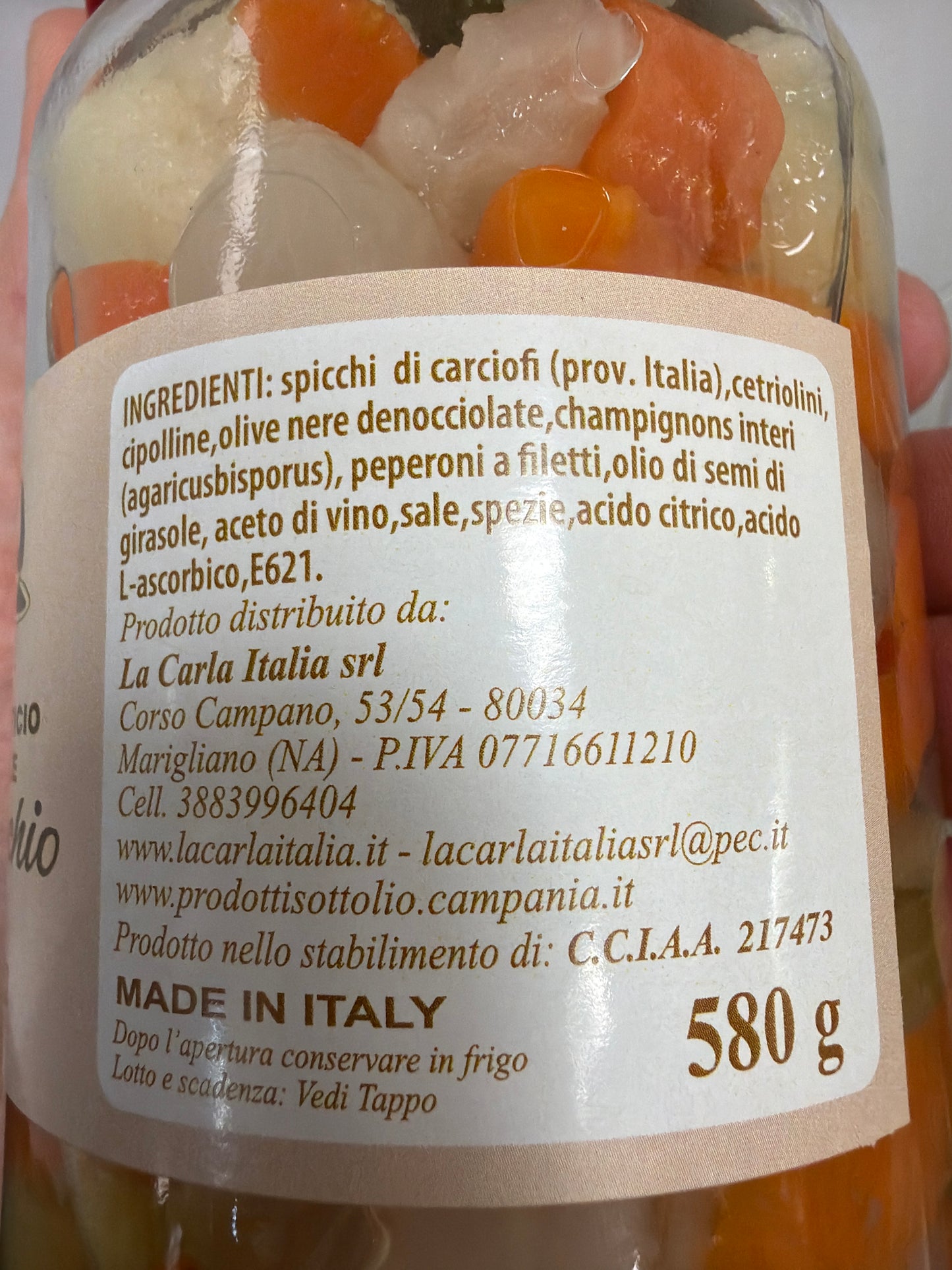 Giardiniera in aceto, vasetto da 580 g