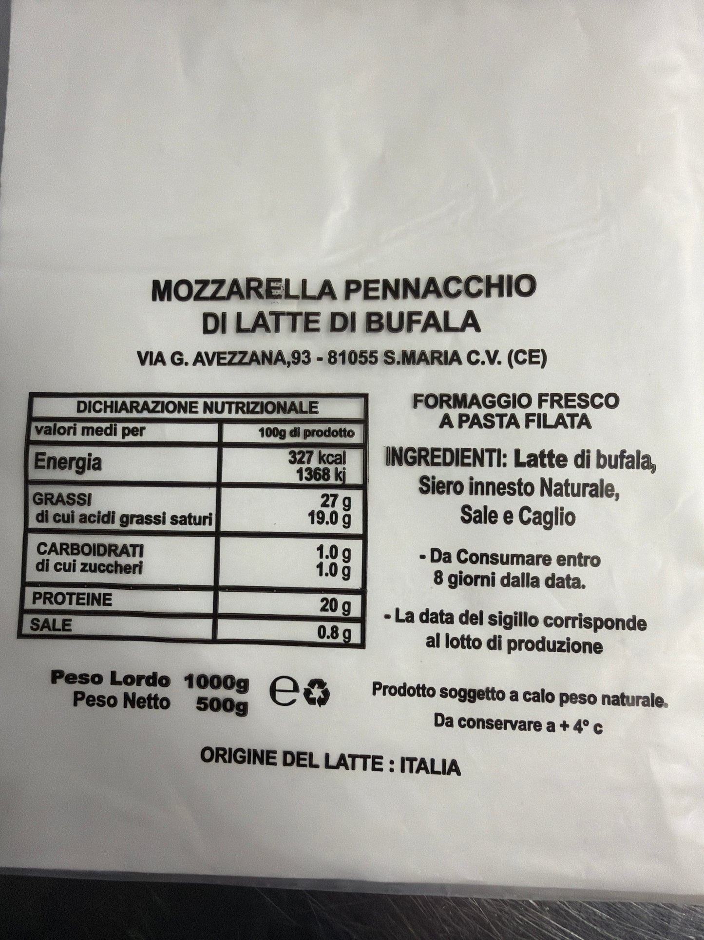 Filiata con latte di bufala