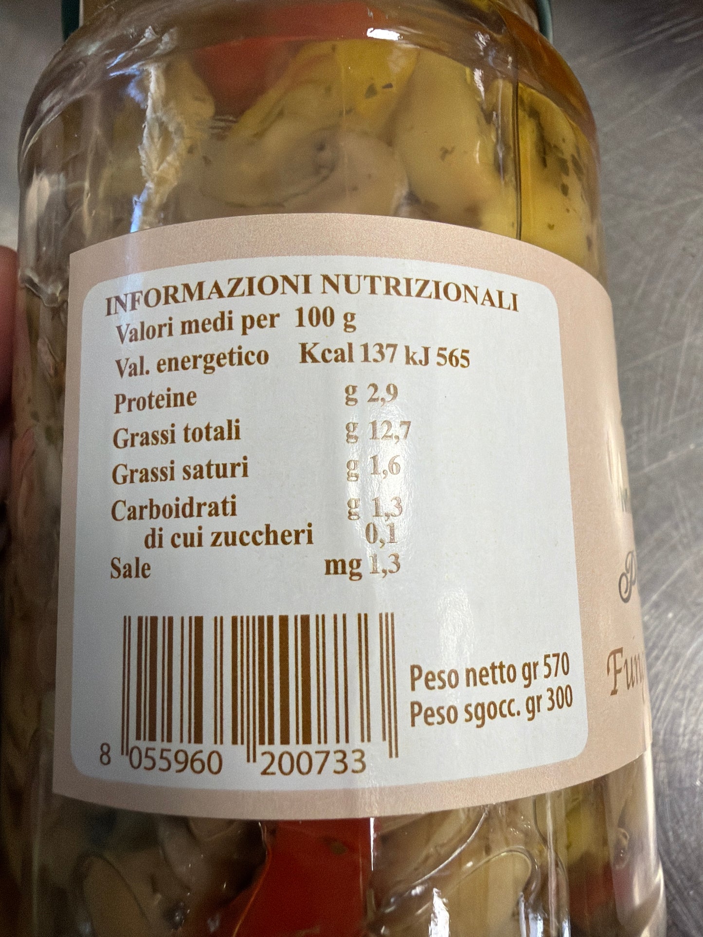 Funghi champignon sott’olio, vasetto da 570 g