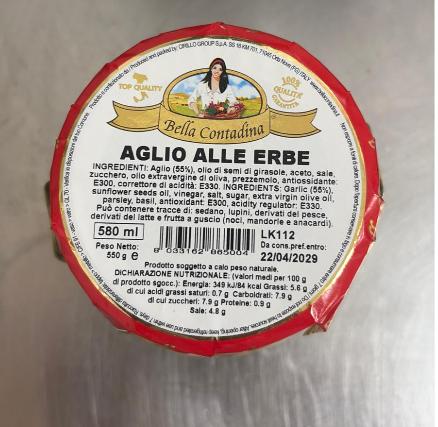 Aglio alle erbe sotto olio vasetto da 580 gr