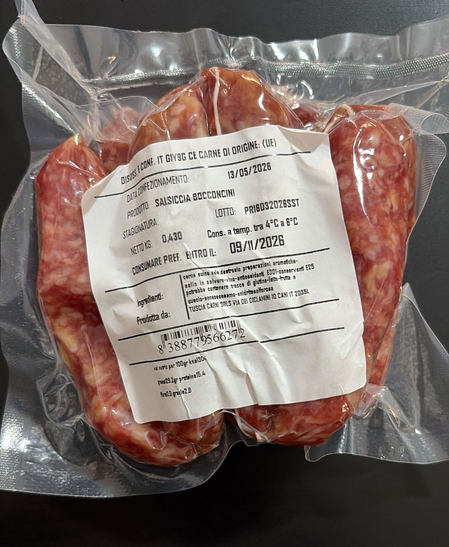 Salsiccia Bocconcino conf da 400/500 gr